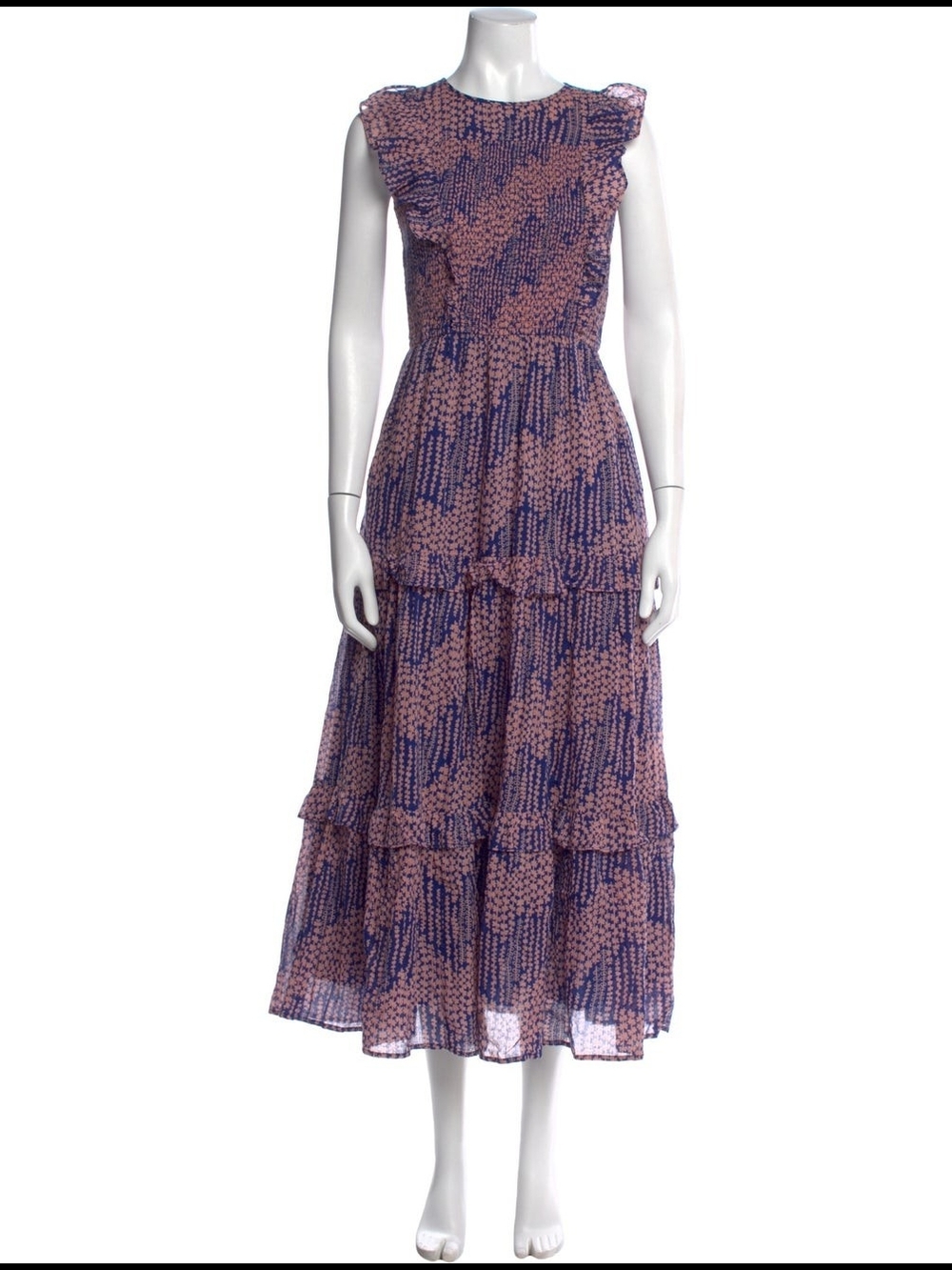 Banjanan Pink Floral Print Tiered Maxi Dress